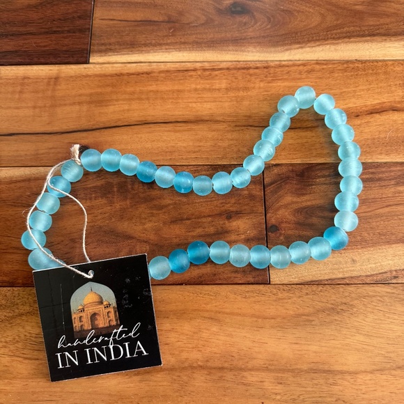 Aqua Blue Handcrafted Home Decor Glass Art Beads NWT - Picture 1 of 5